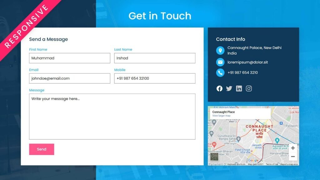 Responsive Contact Us Page in Html & CSS