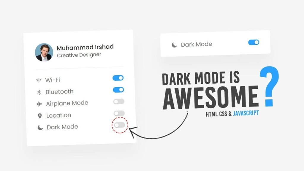 Action Menu with Custom Checkbox Toggle using Html CSS & Javascript | Dark & Light Mode