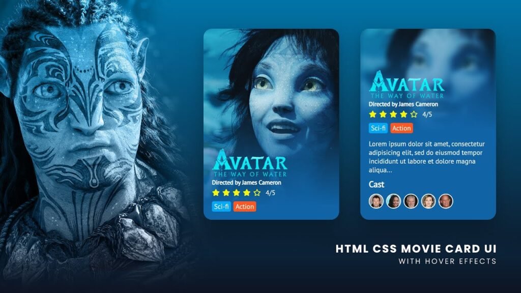 Avatar | Movie Card UI Design in Html & CSS with Cool Hover Effects