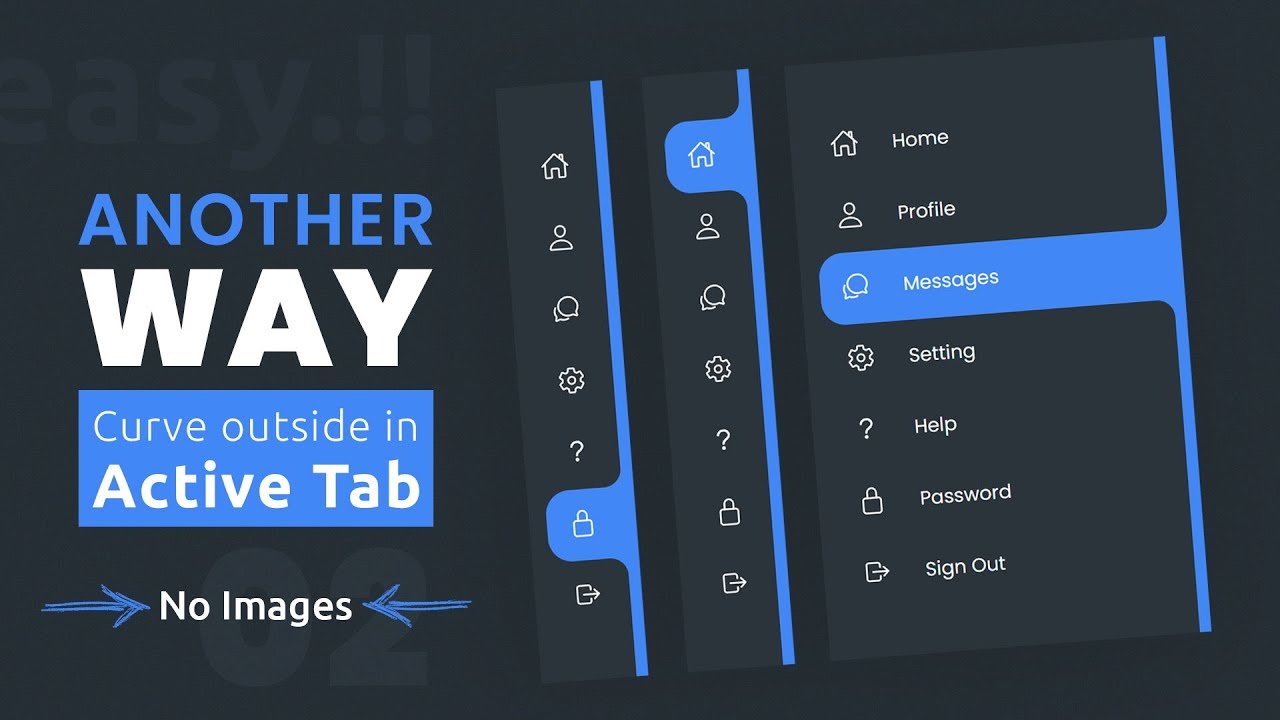 Navigation Menu Using Html CSS & Javascript | Curved Outside In Active ...